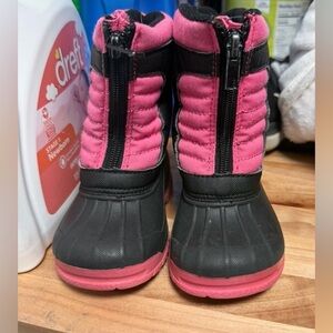 Cozy Pink and Black Kids Snow Boots